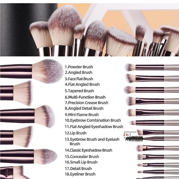 18pc Makeup Brush set & storage case - Picture 3 of 7